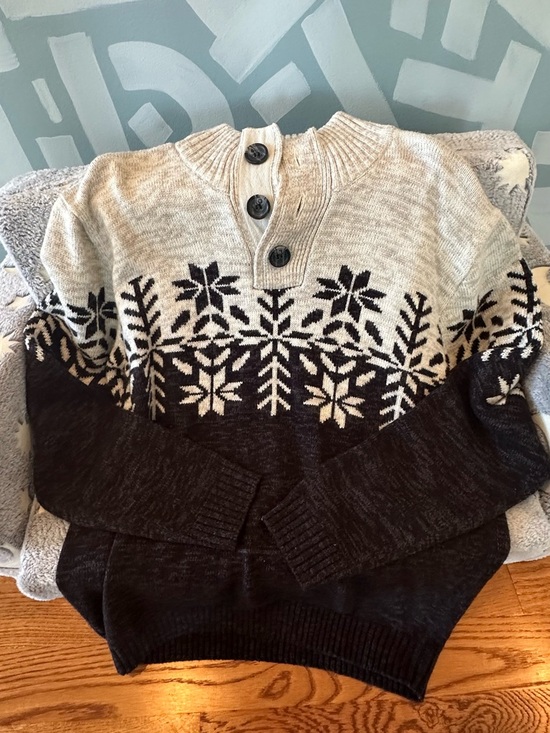 Amongst Others Other - Men's Fair Isle Button Cowl Turtleneck Sweater - Cream & Black